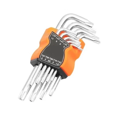 9 Pieces Star Wrench Kit Hex Key Set Chrome Vanadium Steel L Type Spanners - Image 1 of 4