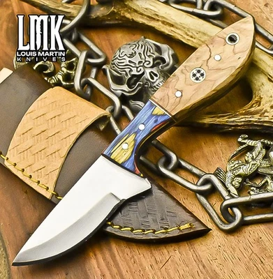 LMK Handmade Skinner Knife D2 Tool Steel Olive Wood Wooden Bolster Gift Closeout - Image 1 of 4