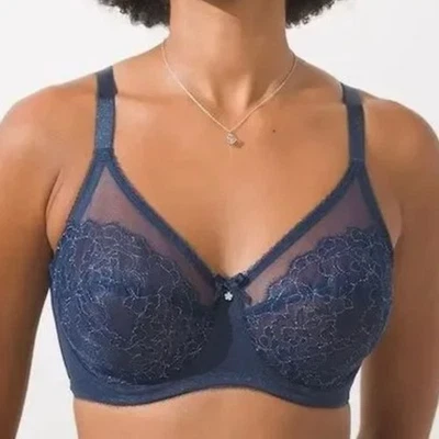 Sujetador con aros Wacoal Retro Chic figura completa estilo 855186 talla 40G malla de encaje azul Foto 1 de 4