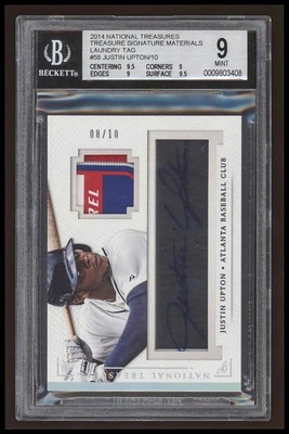 Panini National Treasures Treasure Justin Upton 2014 automático #/10 etiqueta de lavandería BGS 9 Foto 1 de 2