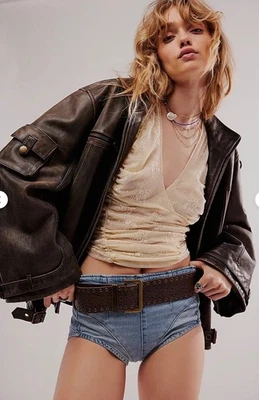 FREE PEOPLE We The Free Keep It Brief Denim Micro Shorts in Marine Various Sizes - Image 1 of 4