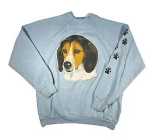 Vintage 80s Streetwear Large Distressed Beagle Dog Sweatshirt Made In USA Punk - Picture 1 of 8