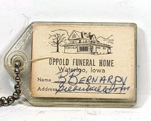 Vtg. Keychain ~ Oppold Funeral Home - Waterloo, Iowa - B. Bernard - AD-10 - Picture 1 of 13
