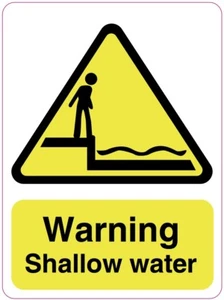 WARNING SHALLOW WATER health and safety vinyl sticker 150 x 200mm - Bild 1 von 1