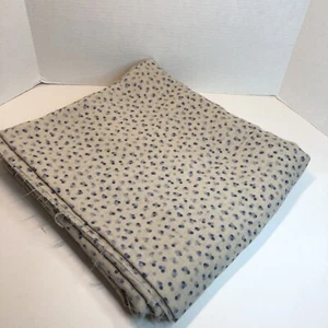 6 Yards Beige w Blue Dots Fabric 60" wide Polyester - Picture 1 of 7