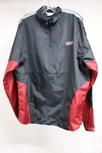 ESPN Sportscenter Men's Large Black Red Windbreaker Pullover 1/4 Zip Jacket - Picture 1 of 9