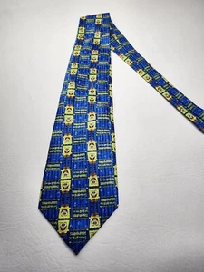 Nickelodeon 2005 Spongebob Square Pants Fun Tie Blue Yellow Necktie 4" Wide - Picture 1 of 6
