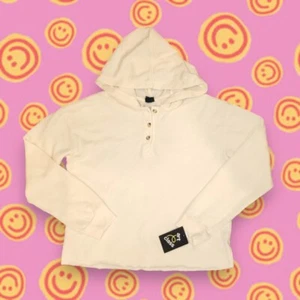 NWT Girl's Art Class Cream Henley Crop Hoodie Size: XL - Picture 1 of 4