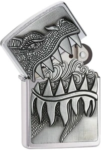 Zippo 28969, Dragon Design, Surprise Emblem, Brushed Chrome Lighter, Velour Box - Picture 1 of 3