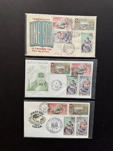 Laos 1958 FDCs +UNESCO #48-51 +3 Different Cachets +1 Mailed +2 Unaddressed - Picture 1 of 2