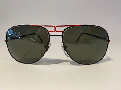 Nuevo de Lote Antiguo Gafas de Sol de Aviador de Metal Negro/Rojo con Detalle de Puente Art Deco Foto 1 de 4