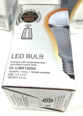 Sharp A19 Color Changing LED Light Bulb With Remote New In Box DL-L08A1900A - Image 1 of 4