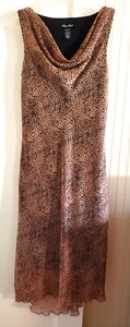 Meghan Matthews Animal Print High Low Hem Dress Sheer Outer w/ Black Lining 6 - Picture 1 of 10