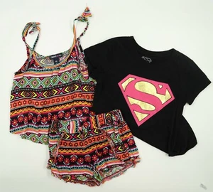 Limited Too Girls Multi Color Shorts Set Supergirl Graphic T-Shirt Set Size 6X - Picture 1 of 12