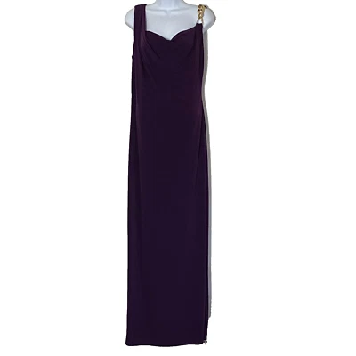 Calvin Klein Dress Formal Wear Womens M Purple Shoulder Chain Strap Evening Gown - Image 1 of 4