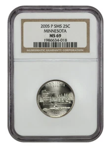 2005-P 25C Minnesota NGC SP69 (Satin Finish) - Washington 50 States Quarters - Picture 1 of 2