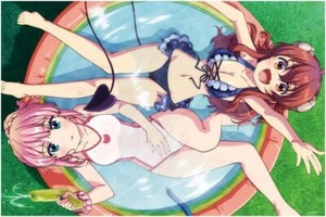 The Demon Girl Next Door 2-chome 90cm Big Towel A Yuko & Momo - Picture 1 of 3