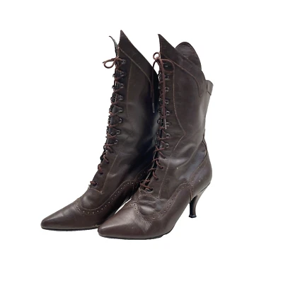 Антикварные женские викторианские эдвардианские сапоги на шнуровке с высоким верхом - с маркировкой L.J. Simone - Изображение 1 из 4