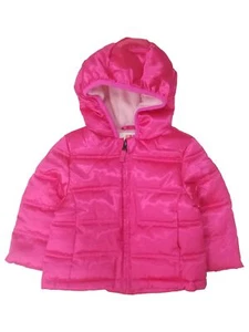 Healthtex Infant Girls Hot Pink Shiny Ribbed Snow Coat Hood Baby Ski Jacket 12m - Picture 1 of 1