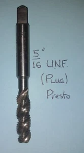 5/16" x 24TPI UNF (Unified National Fine) Plug Tap, By Presto. Spiral Flutes. - Picture 1 of 1