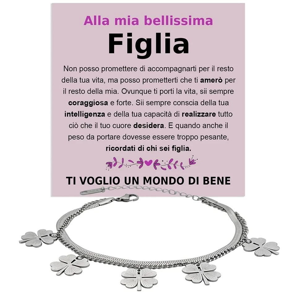 Bracciale Donna A mia Figlia Regalo per lei Natale - Cofanetto con DEDICA incl - Immagine 1 di 4