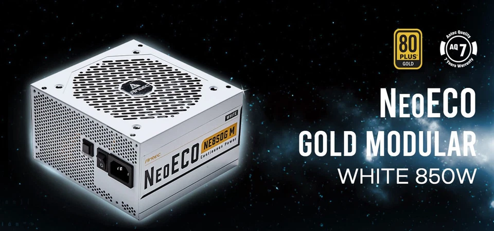 Antec NE 850w 80+ Gold, Fully-Modular, LLC DC, White 1x EPS 8PIN, 120mm Silent F - Image 1 of 1