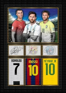 Ronaldo - Messi - Neymar - Football  ORIGINAL A4 Signed PHOTO PRINT MEMORABILIA - Picture 1 of 4