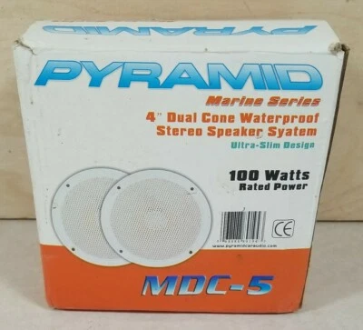 Pair of Pyramid Marine Series 4" Dual Cone Waterproof Speakers MDC-5 NEW - Image 1 of 2