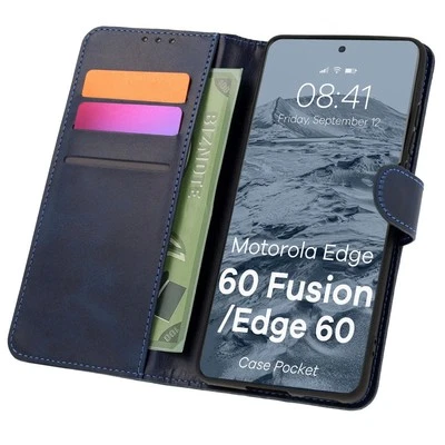 Handyhülle mit Klappe für Motorola Edge 60 Fusion/60 Bizon Case Cover Dunkelblau