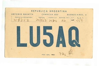 QSL Card LU5AQ Buenos Aires Argentina 1953 Certificado Antartico  - Image 1 of 2
