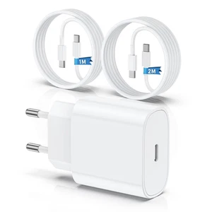 Caricatore per Iphone 15/16, 20W Caricabatteria Rapido Con 1M+2M Cavo per Iphone - Foto 1 di 12