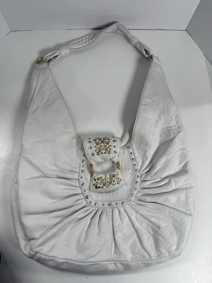 Sigrid Olsen белый украшенный Дамская сумка Y2K 100% кожаная сумочка - Изображение 1 из 4