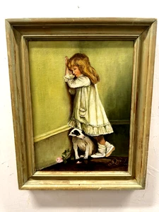 Original qualitly vintage art MCM "Pouty girl" FRMD - Picture 1 of 7