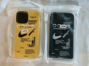 Nuevo Juego de 2 Funda iPhone 12/12 PRO NIKE AIR Negra Amarilla - Imagen 1 de 2