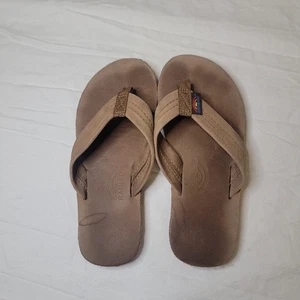 Rainbow Sandals Kids Leather Size 13/ 1 Dark Brown Flop - Picture 1 of 6