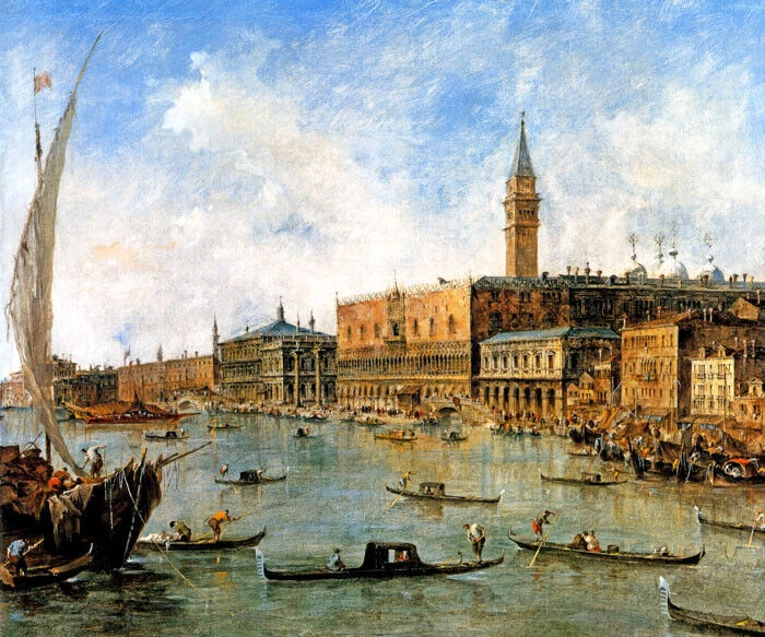 VENICE THE DOGE'S PALACE THE MOLO FROM BASIN OF SAN MARCO ITALY BY GUARDI REPRO - Image 1 of 3