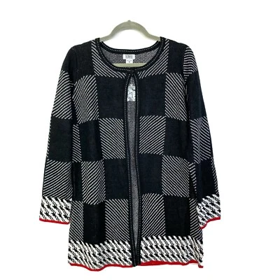 Cárdigan Monroe And Maine a Cuadros con Ribete de Pata de Gallo Mangas Largas Tejido M Foto 1 de 4