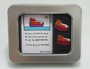 EDWARD MONKTON ZEN DOG CUFFLINK AND LUGGAGE TAG SET EMCT6 - Picture 1 of 3