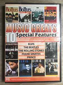 MUSIC GREATS DVD MOVIE 4x DISC SET THE BEATLES ELVIS SINATRA PRINCE MUSIC VIDEO - Picture 1 of 4