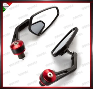 SPECCHIETTI RETROVISORI MANUBRIO COPPIA PER MOTO SCOOTER BAR END NERO CAFE RACER - Imagen 1 de 6