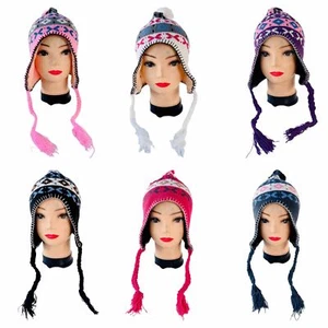 Adult Fleece Lined Beanie Toque with Ear Flaps Isle Design One Size Fits All NEW - Picture 1 of 17
