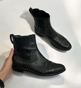 vintage Burberry Women’s Studded Leather Ankle Boots UK 4 | US 6 | EUR 37 - Picture 1 of 22