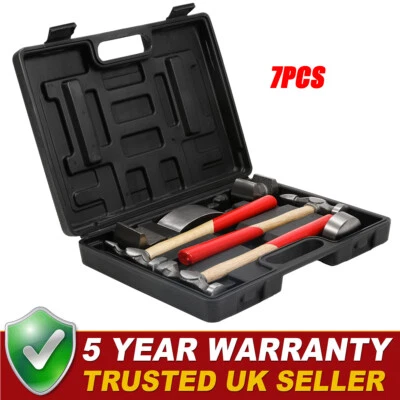 GEARZAAR 7Pc Car Auto Body Panel Repair Tool With Fibre Body Beating Hammer Set