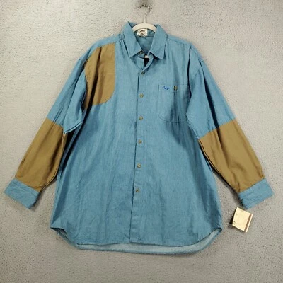 New Duxbak Shooting Shirt Mens XL Blue Button Up Hunting Shoulder Arm Padding - Image 1 of 4