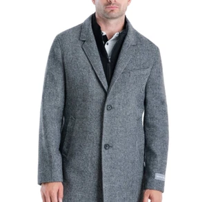 Michael Kors Men's 42S Slim Fit Top Coat Herringbone Wool Casual Overcoat Pike - Picture 1 of 12