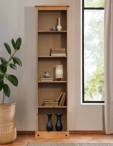 Corona Bookcase Tall Narrow Large Display Mexican Pine by Mercers Furniture - Picture 1 of 9