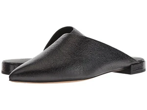 $250 NEW VINCE Sz7.5US DANNA BLACK CRINKLE PATENT LEATHER ASYMMETRICAL FLAT MULE - Bild 1 von 5