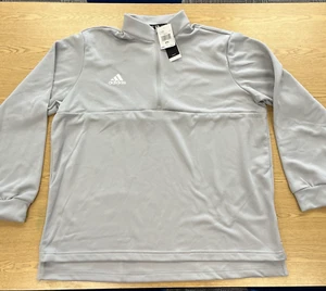 ADIDAS Pullover Sweatshirt Mens 2XL Quarter Zip Light Gray Aeroready NWT - Picture 1 of 9