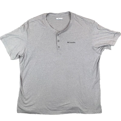 Columbia Grey Omni Wick Henley Button Short Sleeve T-Shirt Size Men's 2XL - Image 1 of 4