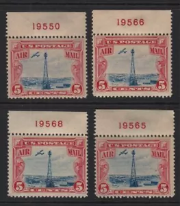1928 AIRMAIL Sc C11 5c bi-color Beacon MH with OG red numbers Hebert CV $40 (W4 - Picture 1 of 1
